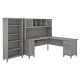 Bush Furniture Somerset 72W L Shaped Desk with Hutch and 5 Shelf Bookcase | Platinum Gray_0