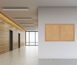 Ghent 2 Door Enclosed Natural Cork Bulletin Board w/ Oak Wood Frame, 3'H x 4'W_1