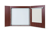 MasterVision 3-in-1 Magnetic Porcelain Dry-Erase Conference Cabinet, 48" x 48", Cherry, 2 Door