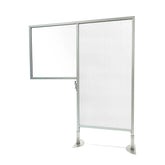 Ghent Desk to Floor Partition w/ Porcelain Whiteboard Desk Panel and Clear Fluted Polycarbonate Floor Panel, 57"H x 47"W_0
