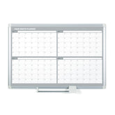 MasterVision Magnetic Steel Dry-Erase Four Month Planner, 36" x 48", Aluminum Frame