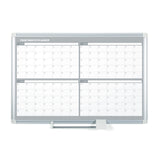 MasterVision Magnetic Steel Dry-Erase Four Month Planner, 24" x 36", Aluminum Frame