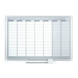 MasterVision Magnetic Steel Dry-Erase Weekly Planner, 24" x 36", Aluminum Frame