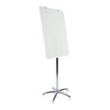 MasterVision Value Glass Dry-Erase Mobile Easel, 30" x 42", Chrome, Non-magnetic