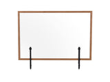 Transparent Glass Rustic Wood Frame Desk Divider, 35.43"x23.62"