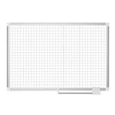 MasterVision Magnetic Porcelain Dry-Erase Planning Board, 2" x 2" Grid, Aluminum Frame, 36" x 48"