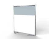 Ghent Floor Partition w/ Aluminum Frame and 2 Split Panel Infill, Porcelain and Silver Vinyl, 54"H x 48"W_0