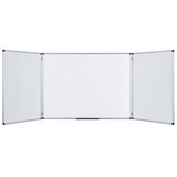 MasterVision Industrial Trio Dry-Erase Board, Cork Outside/Magnetic Dry-Erase Surface inside, 36" x 48" when Closed, Aluminum Frame