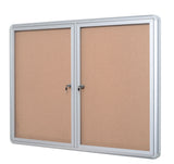 MasterVision Cork Bulletin Enclosed Cabinet Two Swing Doors, 36" x 48", Aluminum Frame