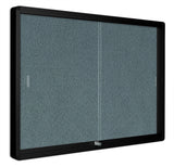 MasterVision Gray Fabric Bulletin Enclosed Cabinet, 36" x 48", Two Glass Sliding Doors, Graphite Aluminum Frame