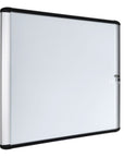 MasterVision MVI Magnetic Porcelain Dry-Erase Enclosed Board Cabinet, Glass Swing Door, 28" x 38.7", Aluminum Frame