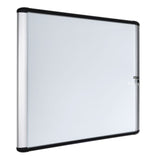 MasterVision MVI Magnetic Porcelain Dry-Erase Enclosed Board Cabinet, Glass Swing Door, 28" x 38.7", Aluminum Frame