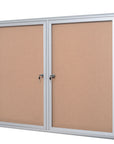 MasterVision Cork Bulletin Enclosed Cabinet, Two Swing Doors, 36" x 60", Aluminum Frame