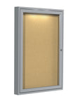 Ghent 1 Door Enclosed Cork Bulletin Board w/ Concealed Lighting, 3'H x 2'W_3