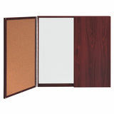 Ghent Porcelain Whiteboard, Magnetic Cabinet w/ Cork Interior Doors, 4'H x 4'W, Mahogany_1
