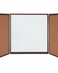 Ghent Porcelain Whiteboard, Magnetic Cabinet w/ Cork Interior Doors, 4'H x 4'W, Mahogany_2