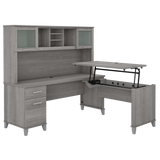 Bush Furniture Somerset 72W 3 Position Sit to Stand L Shaped Desk with Hutch | Platinum Gray_0