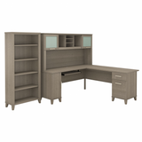 Bush Furniture Somerset 72W L Shaped Desk with Hutch and 5 Shelf Bookcase | Ash Gray_0