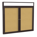 Ghent 2 Door Enclosed Natural Cork Bulletin Board w/ Bronze Headliner Frame, 3'H x 4'W_0