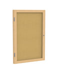 Ghent 1 Door Enclosed Natural Cork Bulletin Board w/ Oak Wood Frame, 3'H x 3'W_0