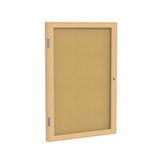 Ghent 1 Door Enclosed Natural Cork Bulletin Board w/ Oak Wood Frame, 3'H x 3'W_0