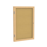 Ghent 1 Door Enclosed Natural Cork Bulletin Board w/ Oak Wood Frame, 3'H x 2'W_0