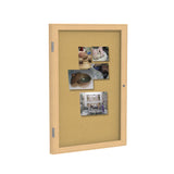 Ghent 1 Door Enclosed Natural Cork Bulletin Board w/ Oak Wood Frame, 24"H x 18"W_1