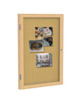 Ghent 1 Door Enclosed Natural Cork Bulletin Board w/ Oak Wood Frame, 3'H x 3'W_1