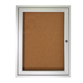 Ghent 1 Door Enclosed Natural Cork Bulletin Board w/ Satin Aluminum Frame, 3'H x 3'W_0