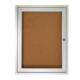 Ghent 1 Door Enclosed Natural Cork Bulletin Board w/ Satin Aluminum Frame, 36"H x 30"W_0