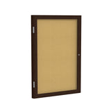 Ghent 1 Door Enclosed Natural Cork Bulletin Board w/ Walnut Wood Frame, 24"H x 18"W_0