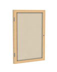 Ghent 1 Door Enclosed Fabric Bulletin Boards w/ Oak Wood Frame, 24"H x 18"W, Beige_1