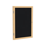 Ghent 1 Door Enclosed Fabric Bulletin Boards w/ Oak Wood Frame, 3'H x 2'W, Black_1