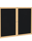 Ghent 2 Door Enclosed Fabric Bulletin Boards w/ Oak Wood Frame, 3'H x 4'W, Black_1