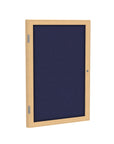 Ghent 1 Door Enclosed Fabric Bulletin Boards w/ Oak Wood Frame, 3'H x 3'W, Blue_1