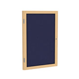 Ghent 1 Door Enclosed Fabric Bulletin Boards w/ Oak Wood Frame, 3'H x 3'W, Blue_1