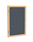 Ghent 1 Door Enclosed Fabric Bulletin Boards w/ Oak Wood Frame, 3'H x 3'W, Gray_1