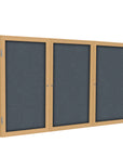 Ghent 3 Door Enclosed Fabric Bulletin Boards w/ Oak Wood Frame, 4'H x 8'W, Gray_1