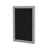 Ghent 1 Door Enclosed Fabric Bulletin Boards w/ Satin Aluminum Frame, 3'H x 3'W, Black_1