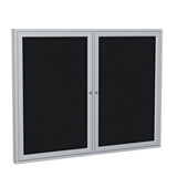 Ghent 2 Door Enclosed Fabric Bulletin Boards w/ Satin Aluminum Frame, 4'H x 5'W, Black_1