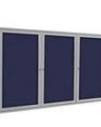 Ghent 3 Door Enclosed Fabric Bulletin Boards w/ Satin Aluminum Frame, 4'H x 8'W, Blue_1