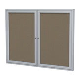 Ghent 2 Door Enclosed Fabric Bulletin Boards w/ Satin Aluminum Frame, 48"H x 60"W, Taupe_0