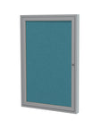 Ghent 1 Door Enclosed Fabric Bulletin Boards w/ Satin Aluminum Frame, 36"H x 30"W, Teal_0