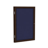 Ghent 1 Door Enclosed Fabric Bulletin Boards w/ Walnut Wood Frame, 36"H x 30"W, Blue_1