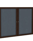 Ghent 2 Door Enclosed Fabric Bulletin Boards w/ Walnut Wood Frame, 3'H x 4'W, Gray_1