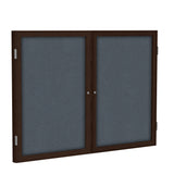 Ghent 2 Door Enclosed Fabric Bulletin Boards w/ Walnut Wood Frame, 3'H x 5'W, Gray_1