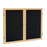 Ghent 2 Door Enclosed Recycled Rubber Bulletin Board w/ Oak Wood Frame, 4'H x 5'W, Black_1
