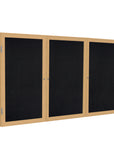 Ghent 3 Door Enclosed Recycled Rubber Bulletin Board w/ Oak Wood Frame, 3'H x 6'W, Black_1