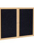 Ghent 2 Door Enclosed Recycled Rubber Bulletin Board w/ Oak Wood Frame, 3'H x 4'W, Confetti_1