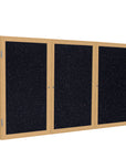Ghent 3 Door Enclosed Recycled Rubber Bulletin Board w/ Oak Wood Frame, 4'H x 8'W, Confetti_1